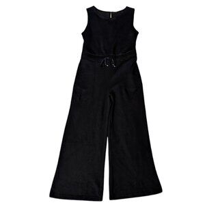 Jumpsuit Jumper Sleeveless Black Wide Leg Pockets Women's 33x26 Size Large